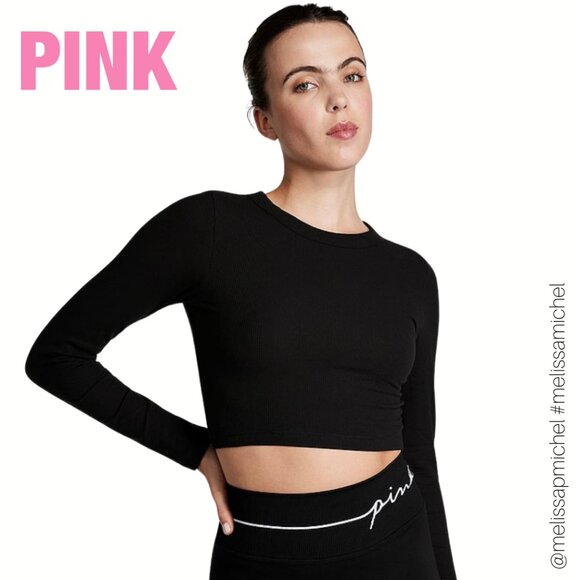PINK Victoria's Secret Tops - PINK VS Rib Long-Sleeve Crop Top